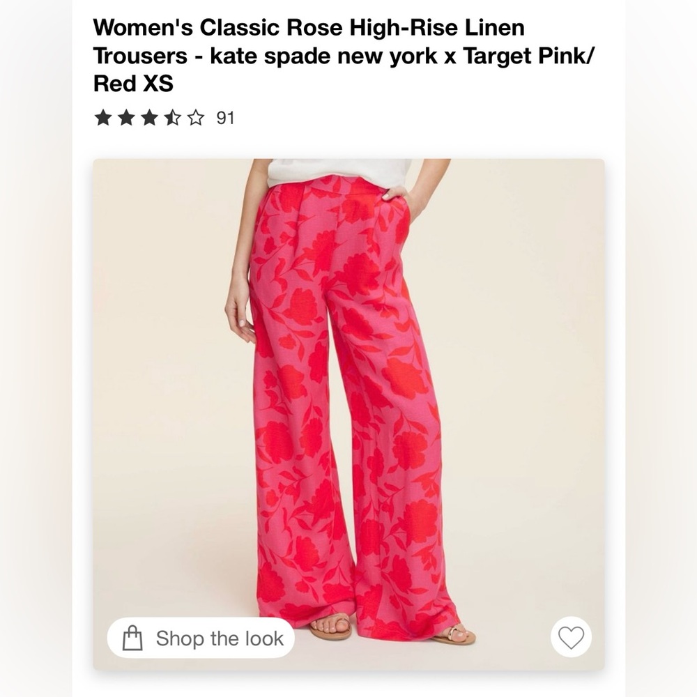 Pink and Red High-Rise Wide-Leg Trousers